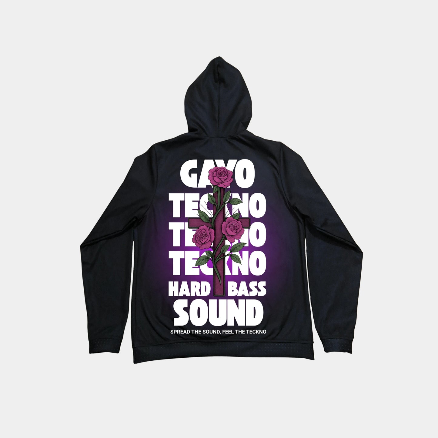 Sweat à capuche noir croix florale - Gayo Teckno