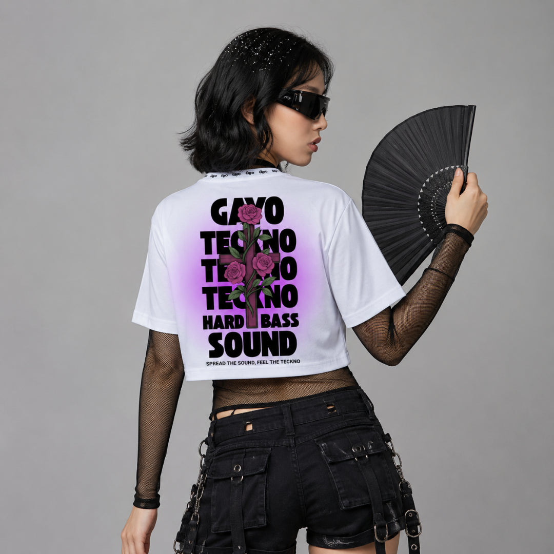 Crop-top croix violette / Halo violet - Gayo Teckno