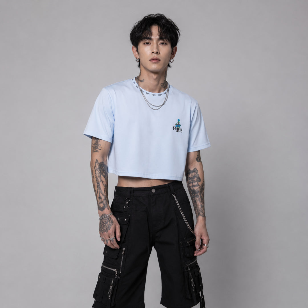 Crop-top croix bleue / Halo bleu - Gayo Teckno