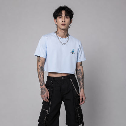 Crop-top croix bleue / Halo bleu - Gayo Teckno