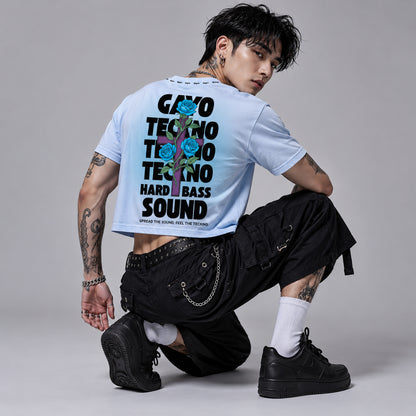 Crop-top croix bleue / Halo bleu - Gayo Teckno