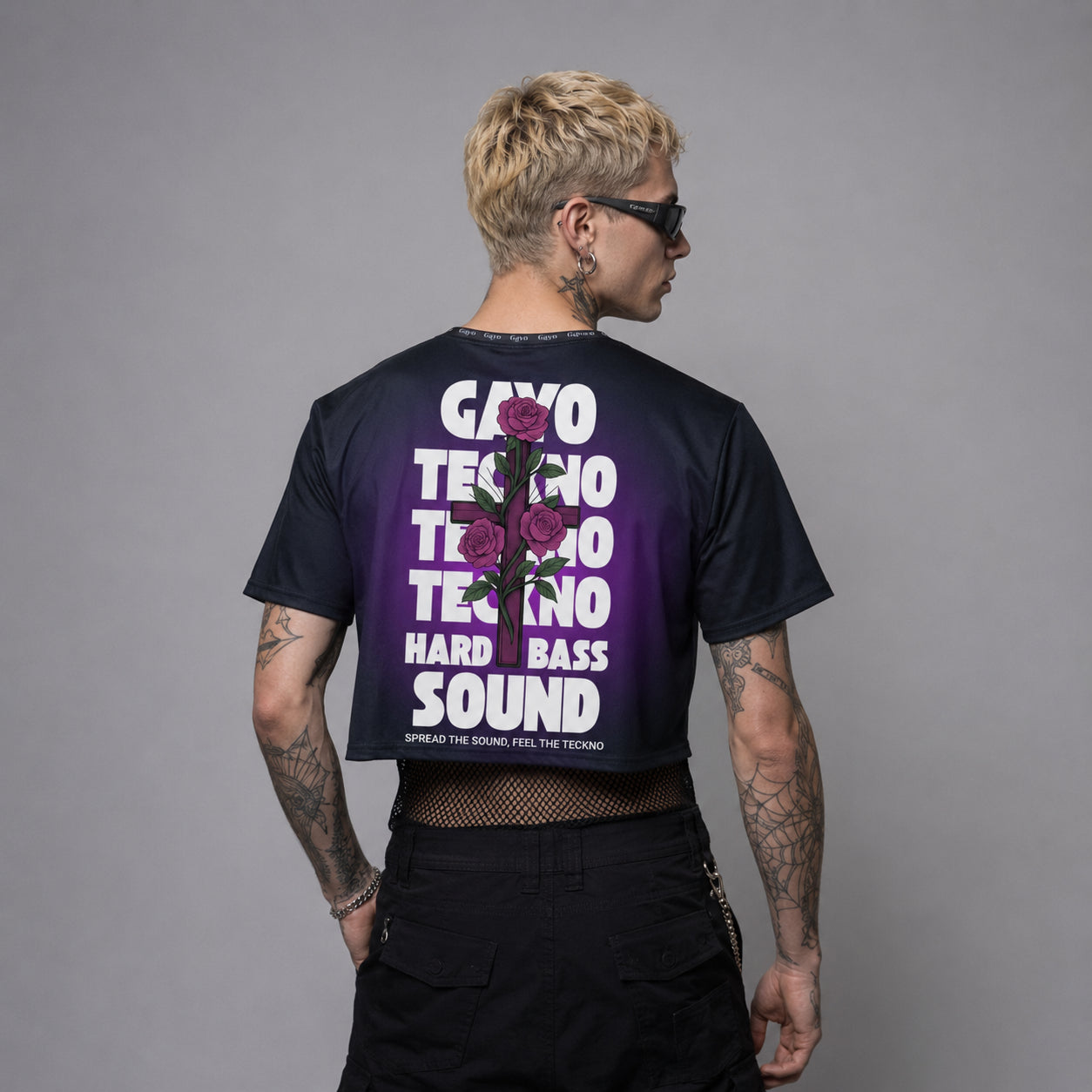 Crop-top croix violette / Halo violet - Gayo Teckno