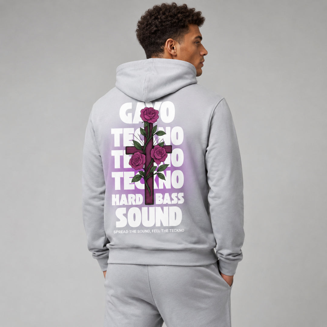 Sweat à capuche croix violette / Halo violet - Gayo Teckno