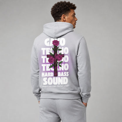 Sweat à capuche croix violette / Halo violet - Gayo Teckno