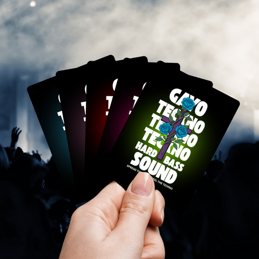 Lot de 5 stickers Gayo Teckno – Rectangle Croix florale