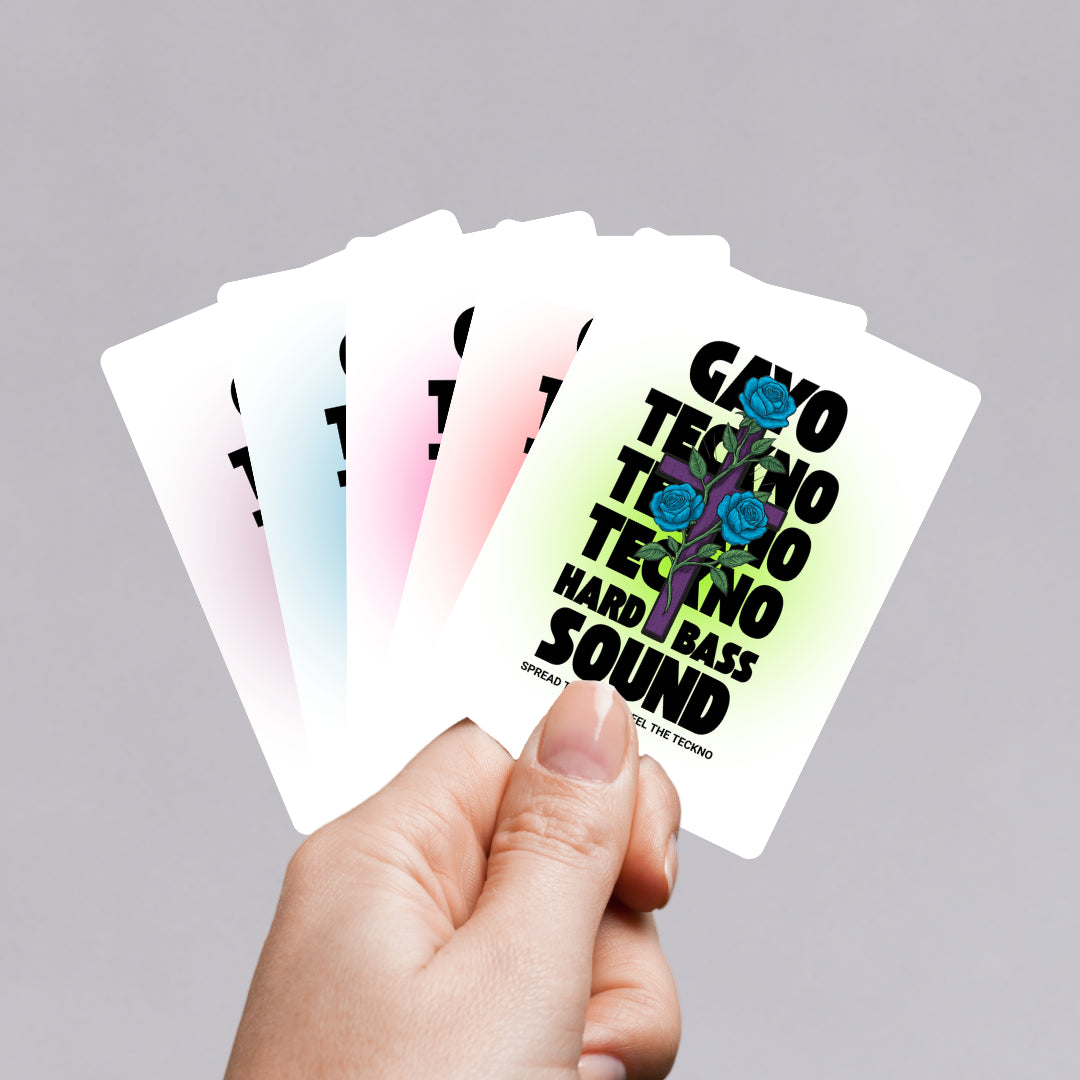 Lot de 5 stickers Gayo Teckno – Rectangle Croix florale