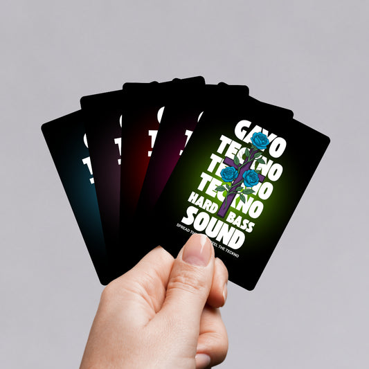 Lot de 5 stickers Gayo Teckno – Rectangle Croix florale