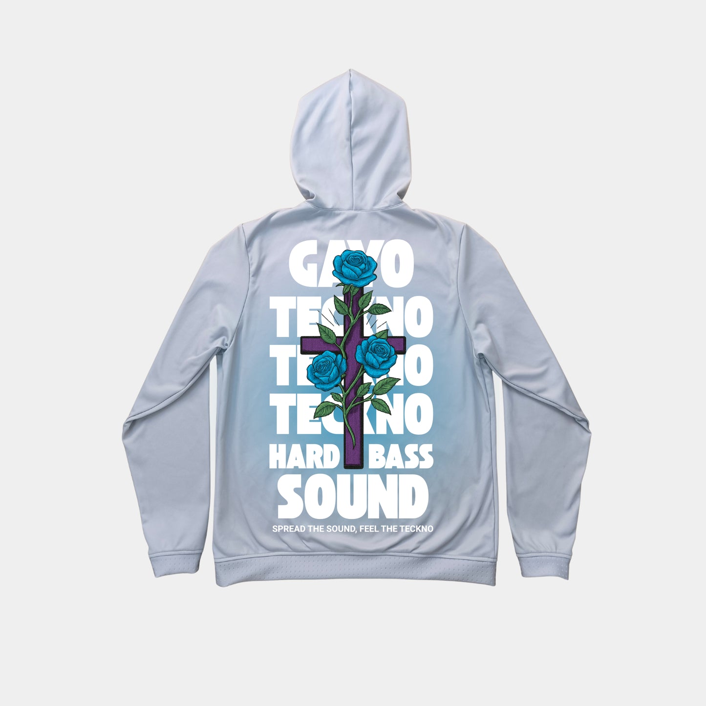 Sweat à capuche croix bleue / Halo bleu - Gayo Teckno