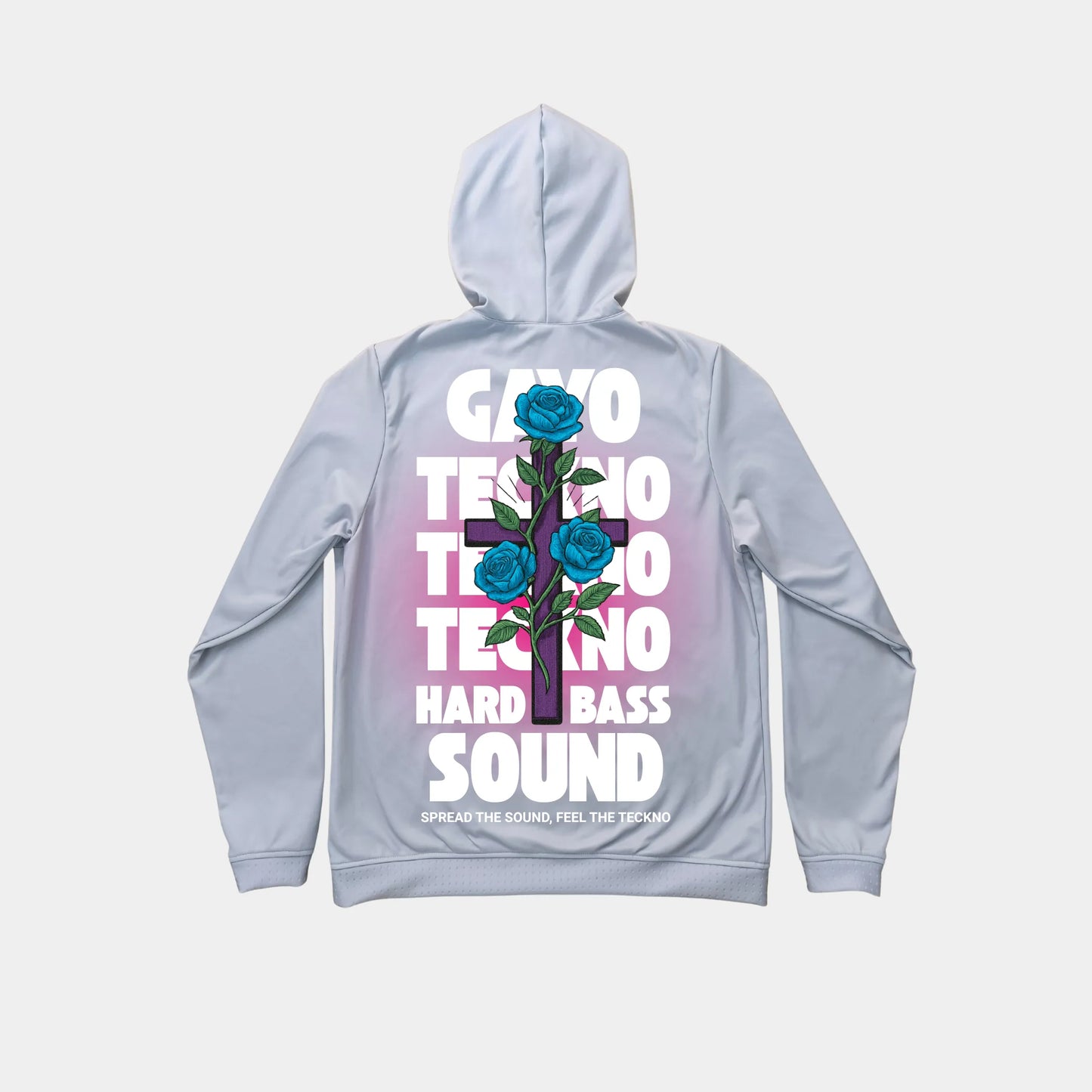 Sweat à capuche gris croix florale - Gayo Teckno