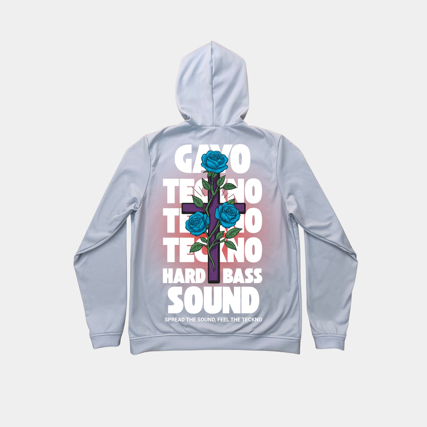 Sweat à capuche gris croix florale - Gayo Teckno