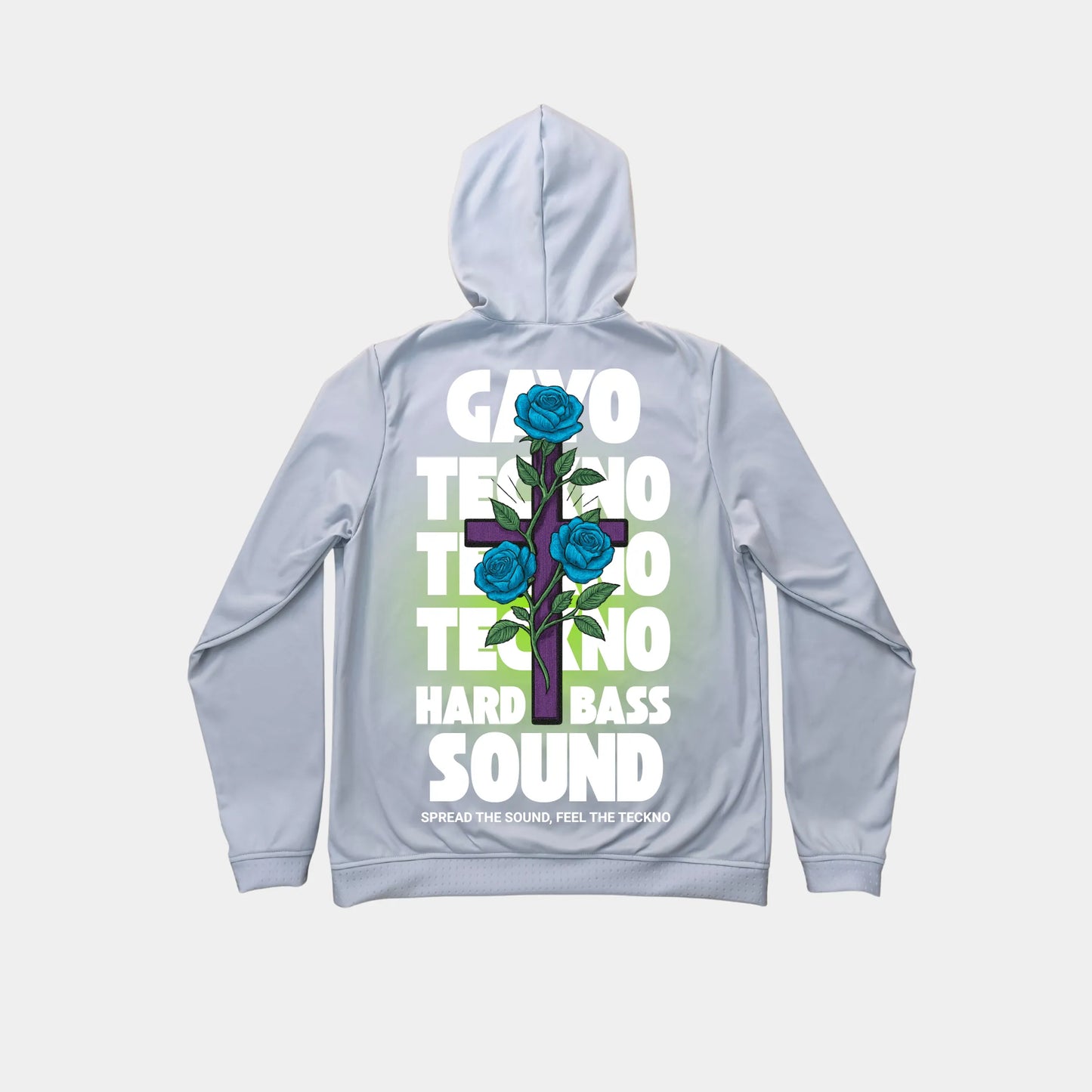Sweat à capuche gris croix florale - Gayo Teckno