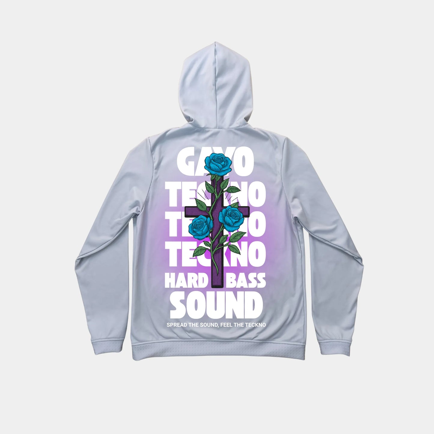 Sweat à capuche gris croix florale - Gayo Teckno