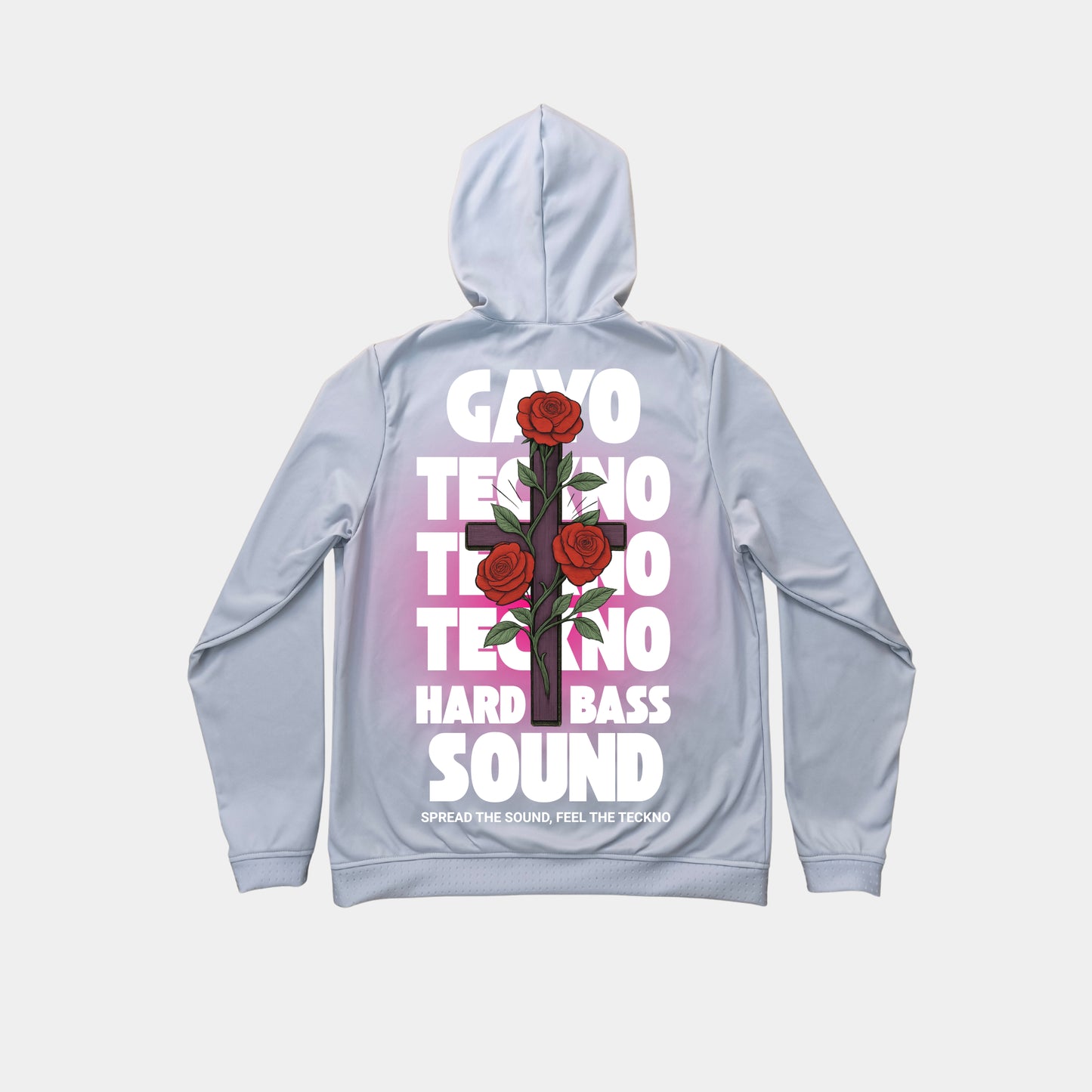 Sweat à capuche gris croix florale - Gayo Teckno