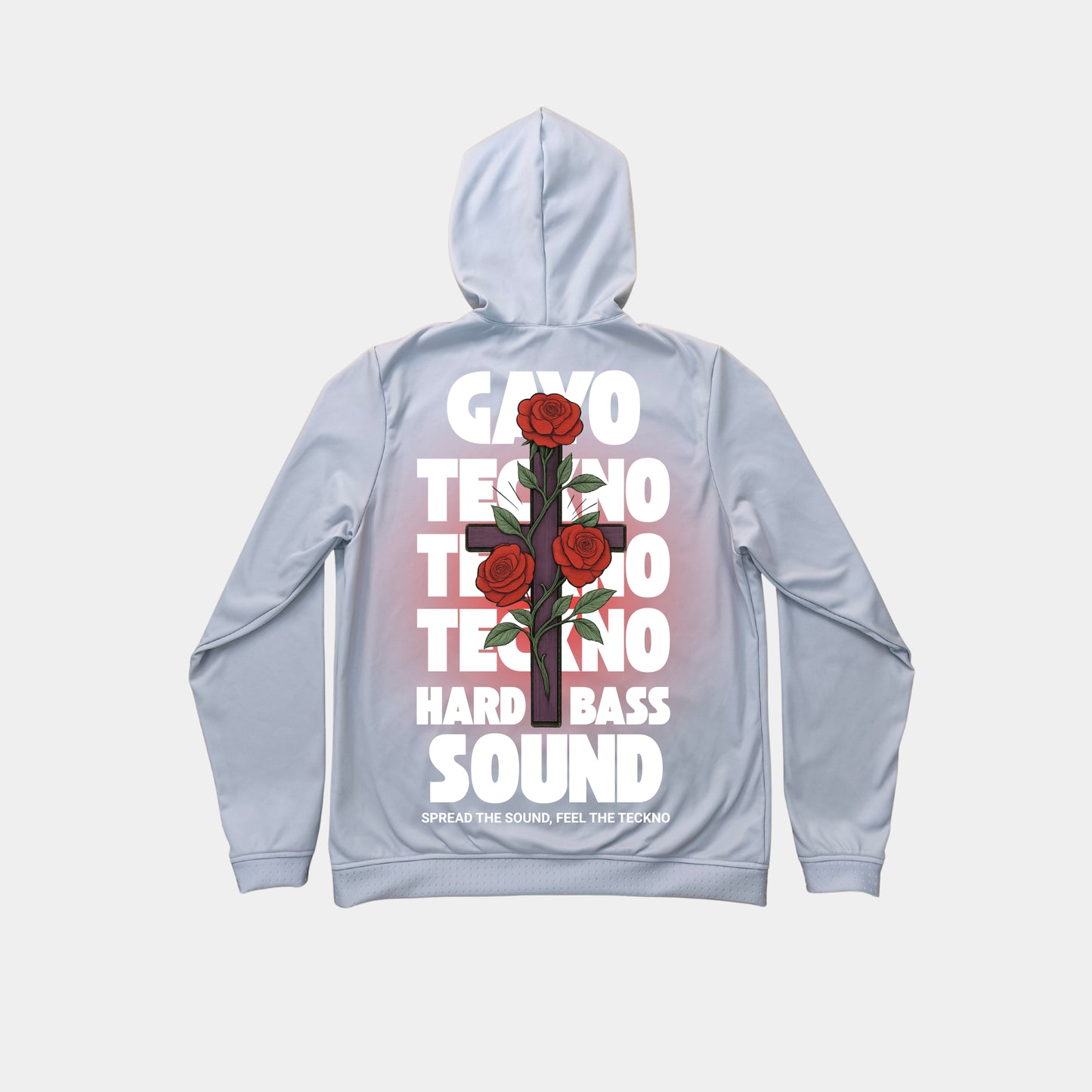 Sweat à capuche croix florale rouge / Halo rouge - Gayo Teckno