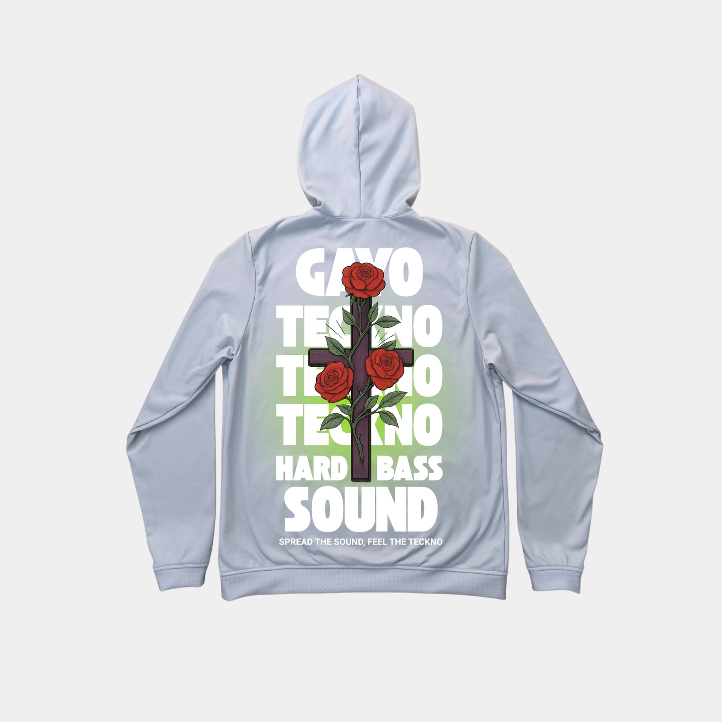 Sweat à capuche gris croix florale - Gayo Teckno
