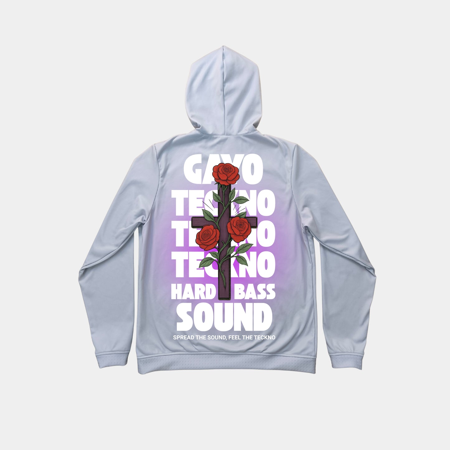Sweat à capuche gris croix florale - Gayo Teckno