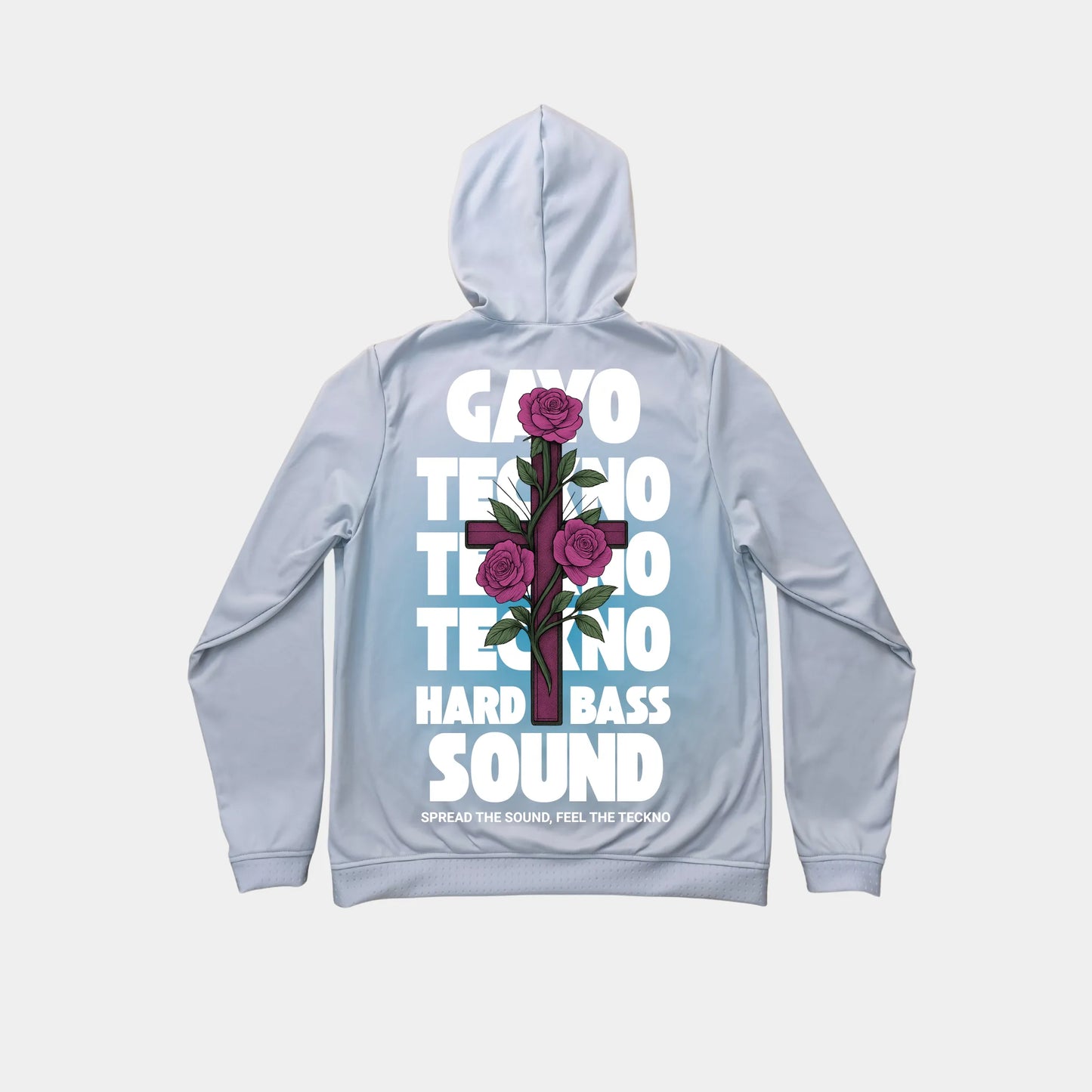 Sweat à capuche gris croix florale - Gayo Teckno