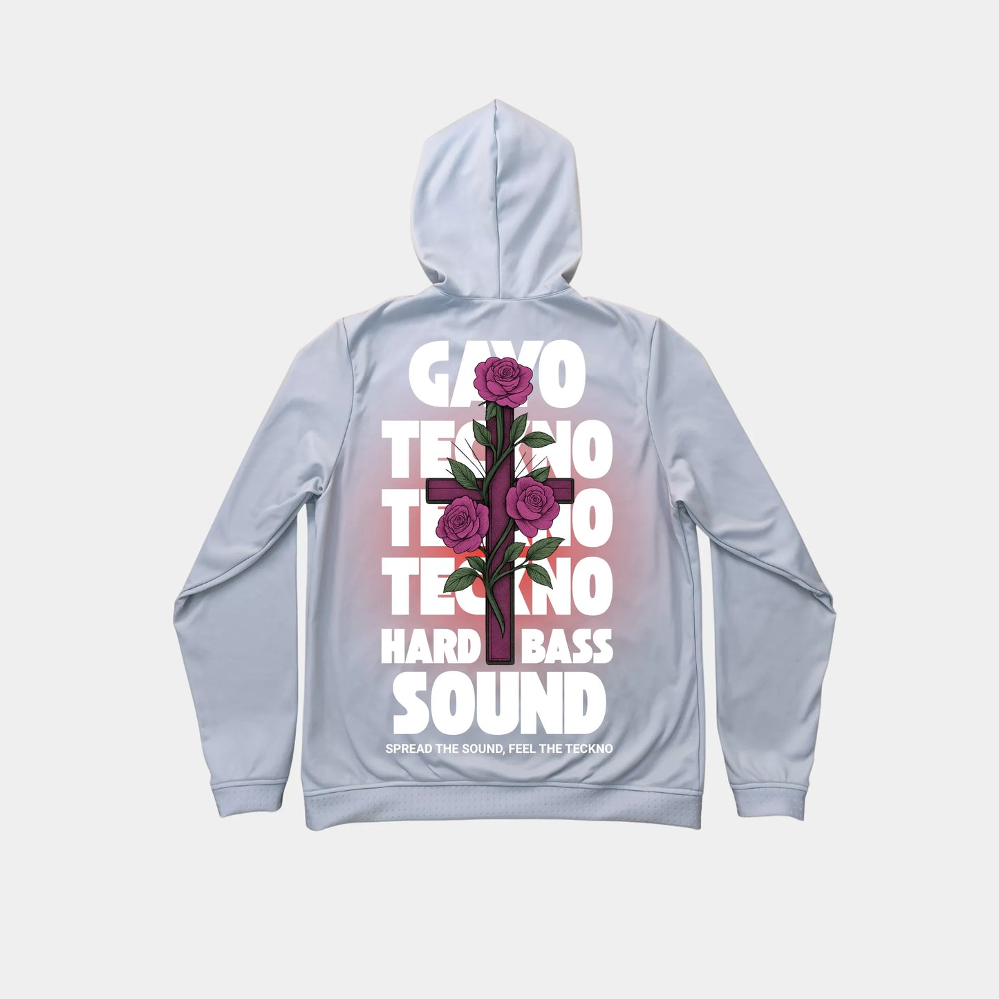 Sweat à capuche gris croix florale - Gayo Teckno