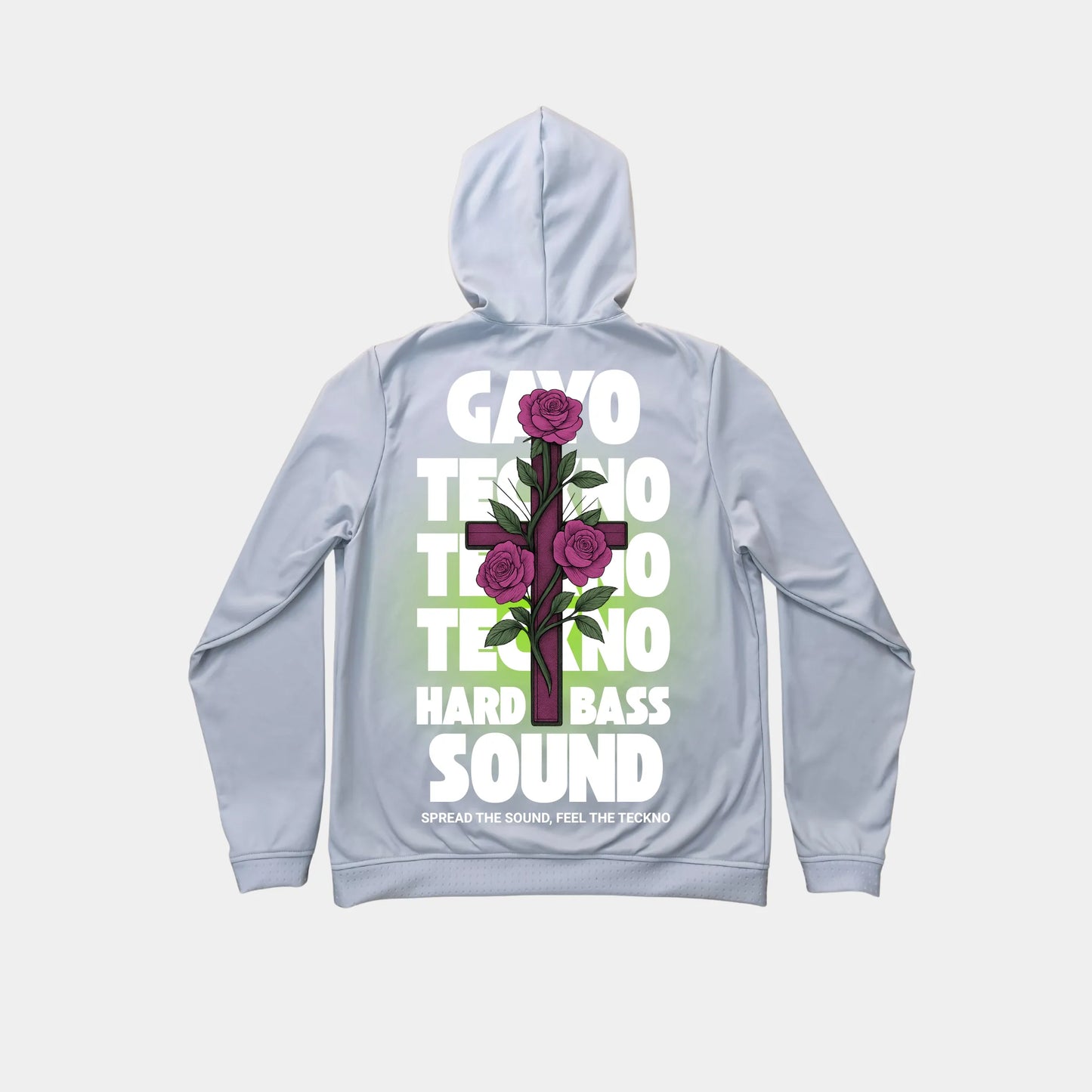 Sweat à capuche gris croix florale - Gayo Teckno