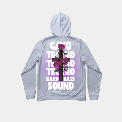 Sweat à capuche croix violette / Halo violet - Gayo Teckno