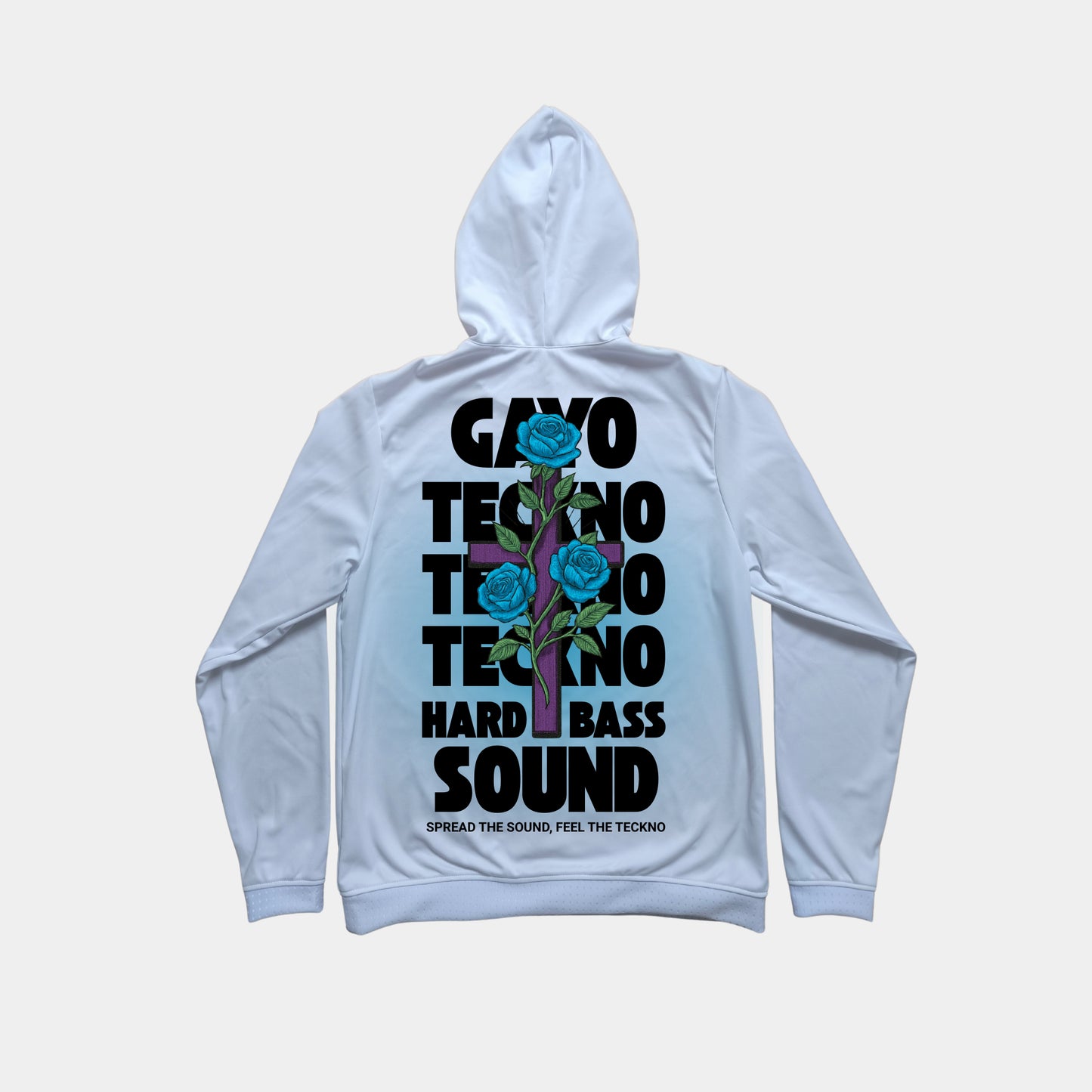 Sweat à capuche croix bleue / Halo bleu - Gayo Teckno