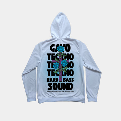 Sweat à capuche croix bleue / Halo bleu - Gayo Teckno