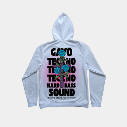 Sweat à capuche blanc croix florale - Gayo Teckno