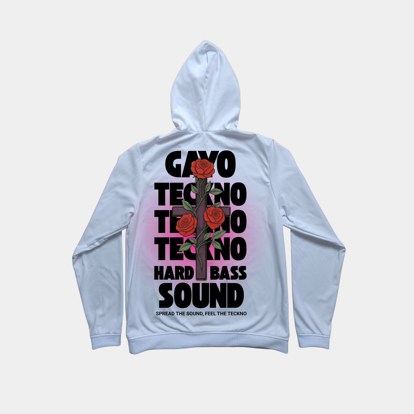 Sweat à capuche blanc croix florale - Gayo Teckno