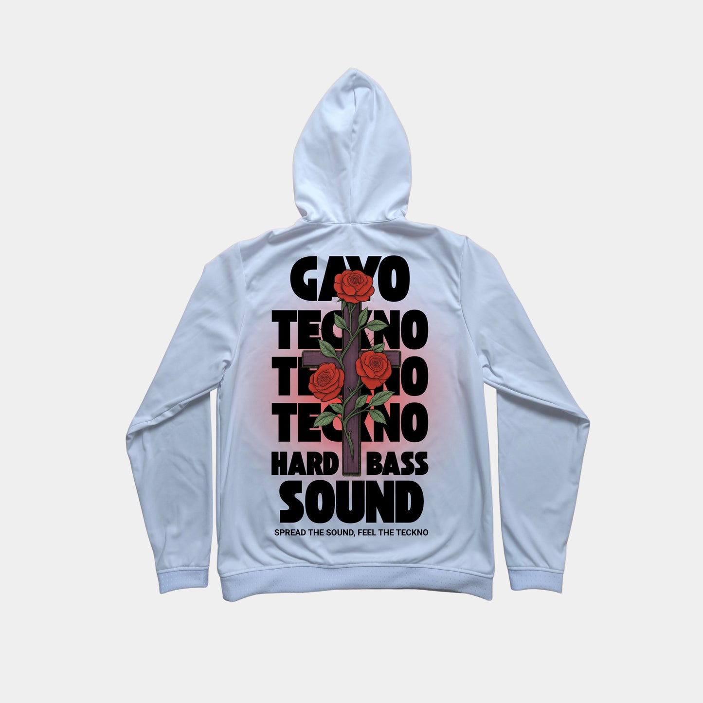 Sweat à capuche croix florale rouge / Halo rouge - Gayo Teckno