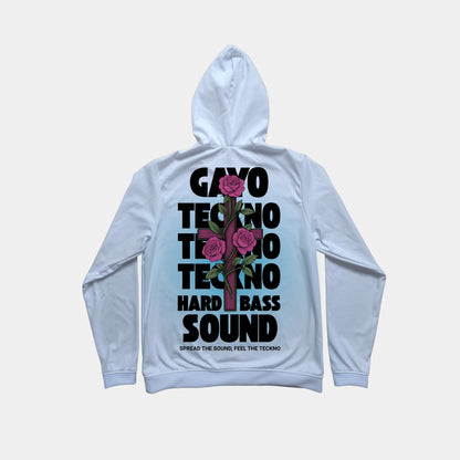 Sweat à capuche blanc croix florale - Gayo Teckno