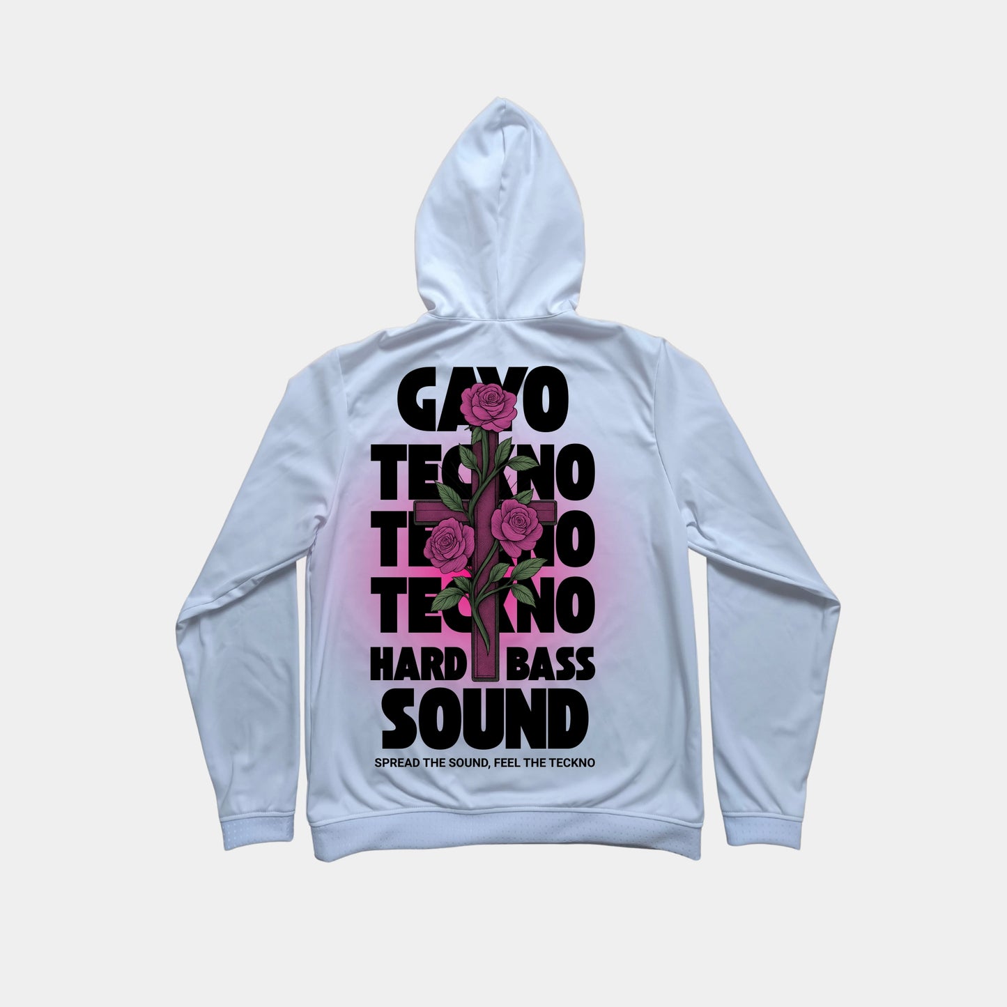 Sweat à capuche blanc croix florale - Gayo Teckno