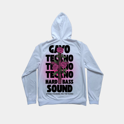 Sweat à capuche blanc croix florale - Gayo Teckno