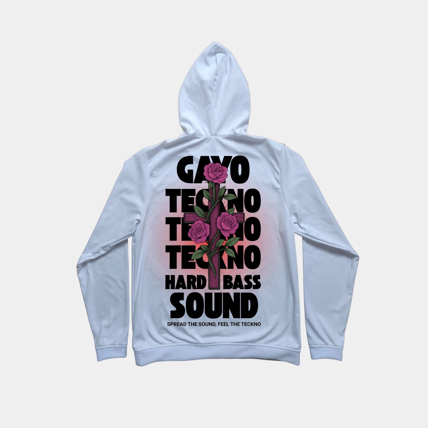 Sweat à capuche blanc croix florale - Gayo Teckno