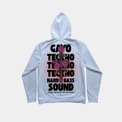 Sweat à capuche blanc croix florale - Gayo Teckno