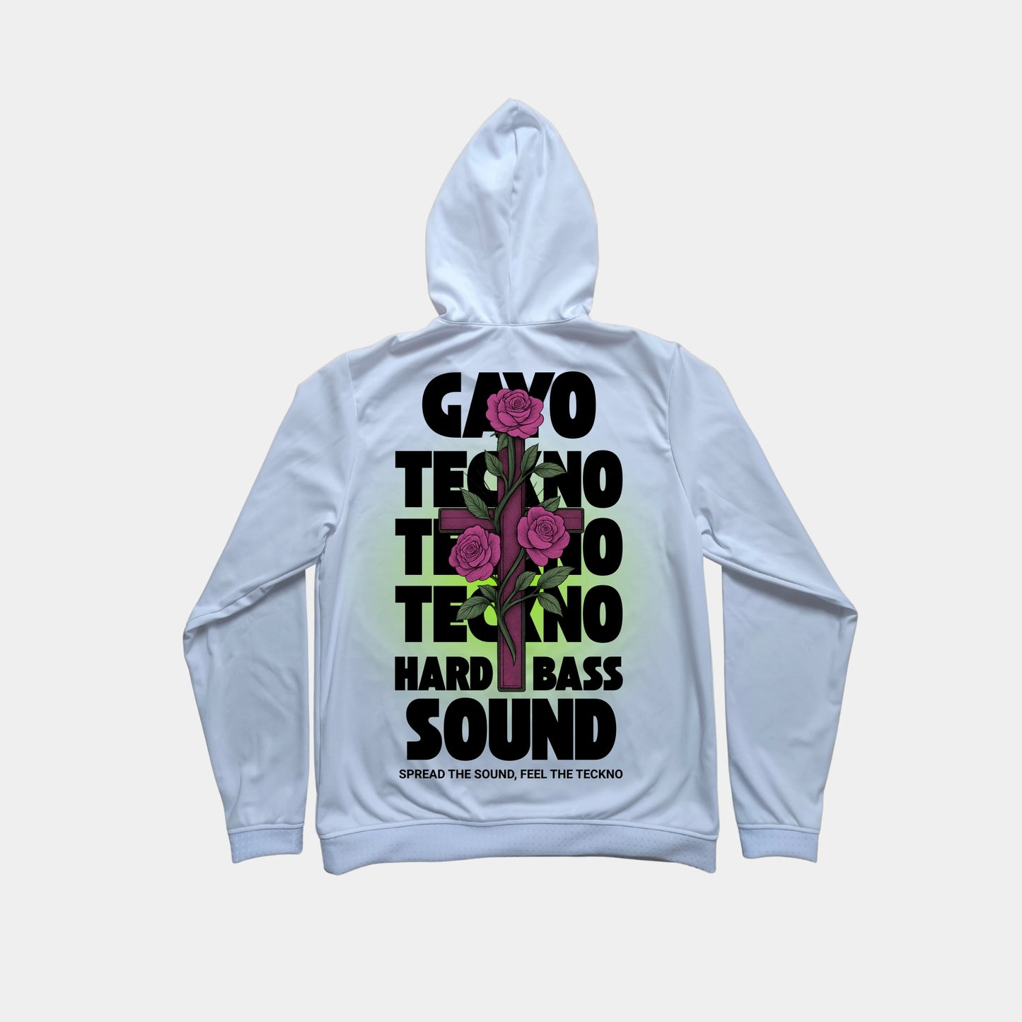 Sweat à capuche blanc croix florale - Gayo Teckno