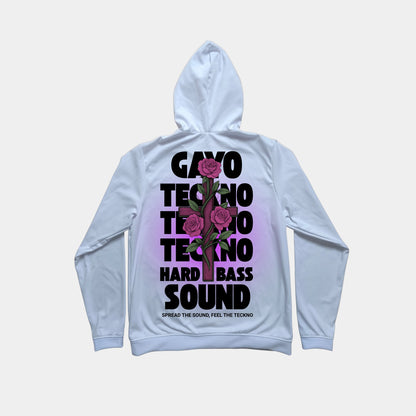 Sweat à capuche croix violette / Halo violet - Gayo Teckno