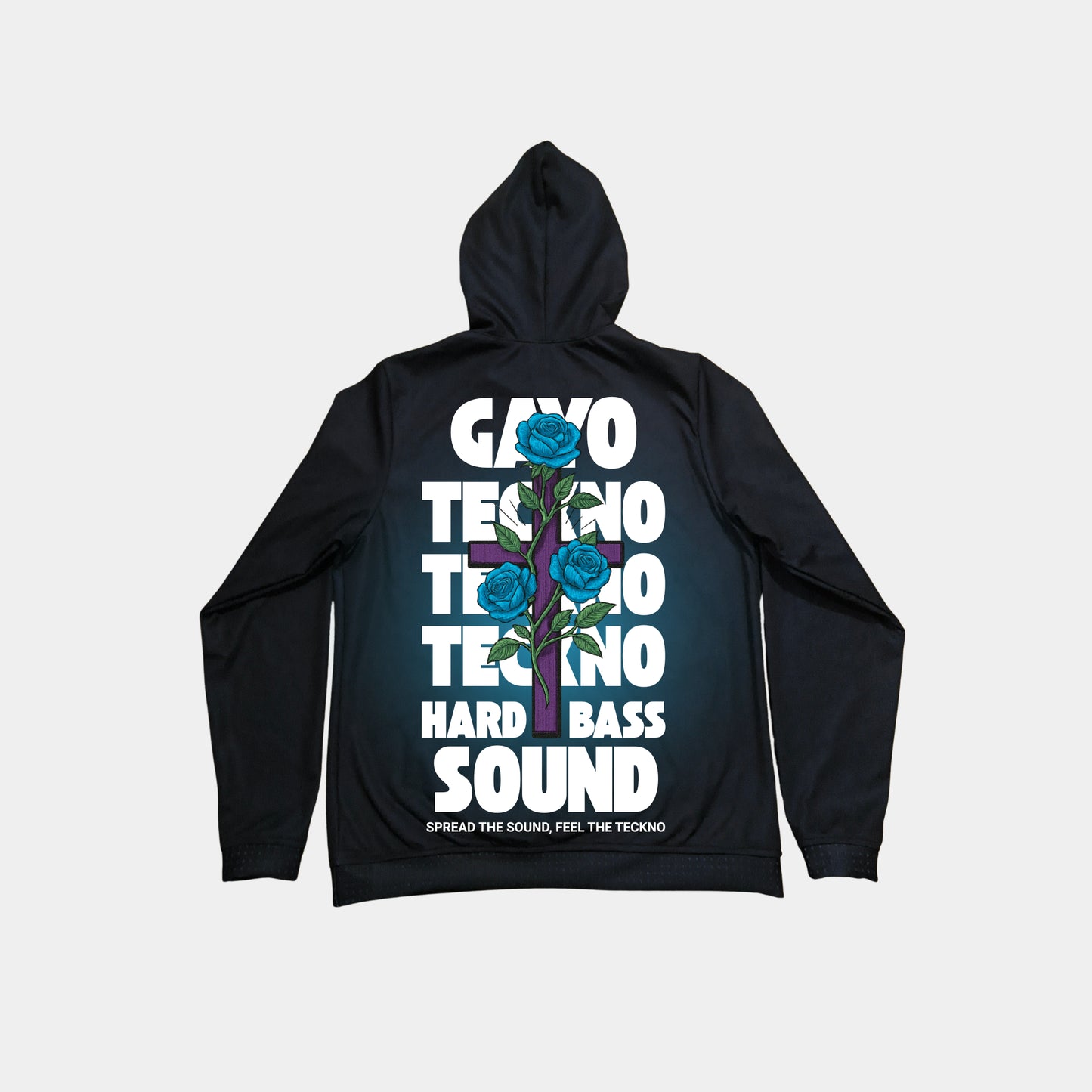 Sweat à capuche noir croix florale - Gayo Teckno