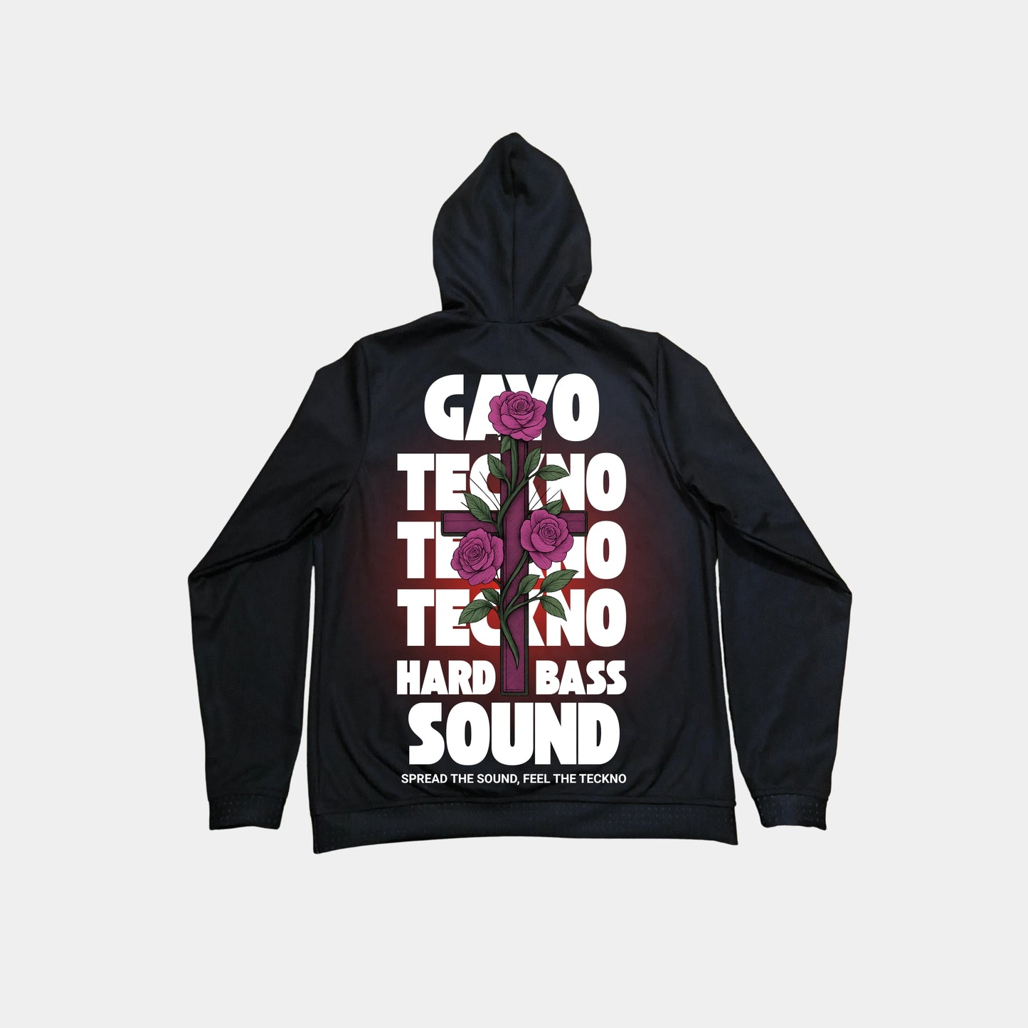 Sweat à capuche noir croix florale - Gayo Teckno