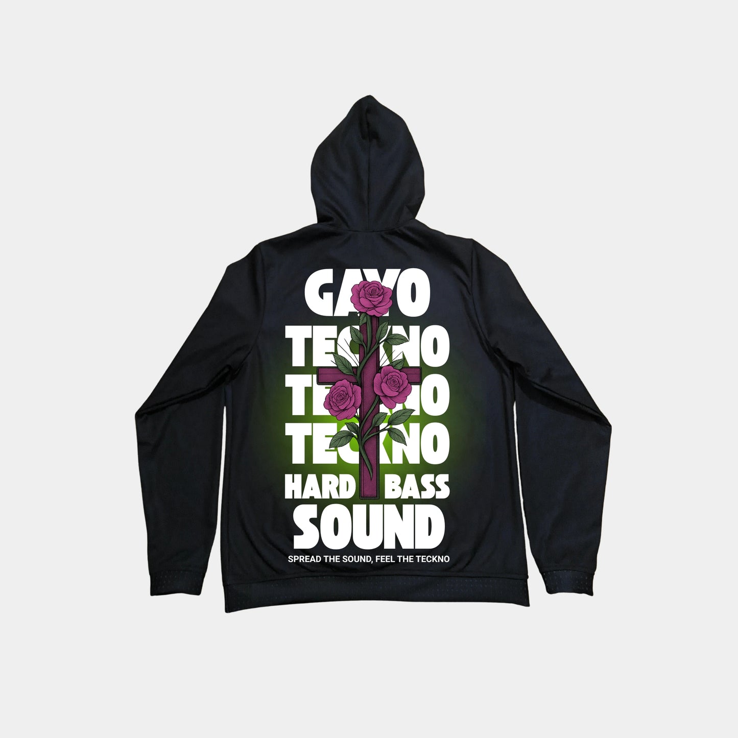 Sweat à capuche noir croix florale - Gayo Teckno