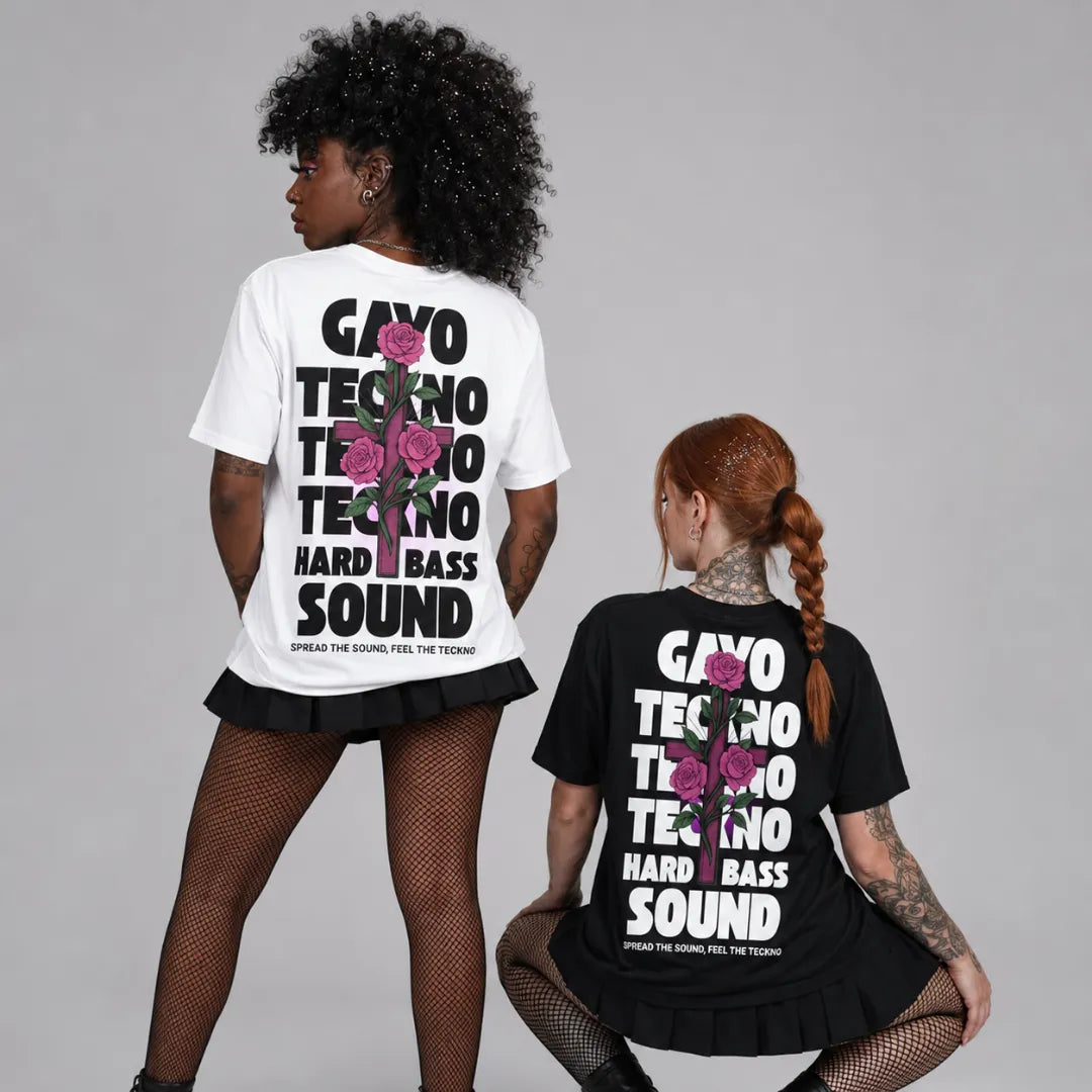 T-shirt techno croix violette / Halo violet - Gayo Teckno