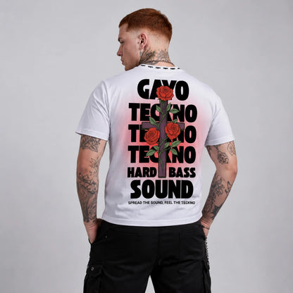 T-shirt techno croix rouge / Halo rouge - Gayo Teckno