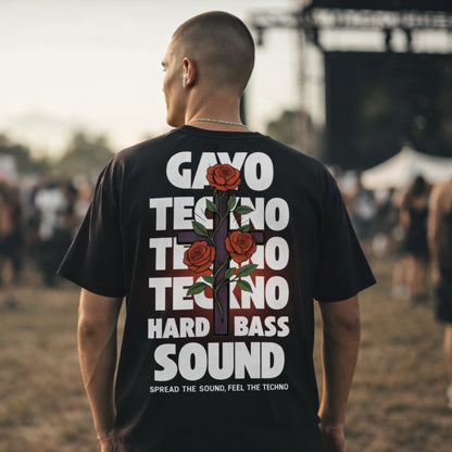 T-shirt techno croix rouge / Halo rouge - Gayo Teckno