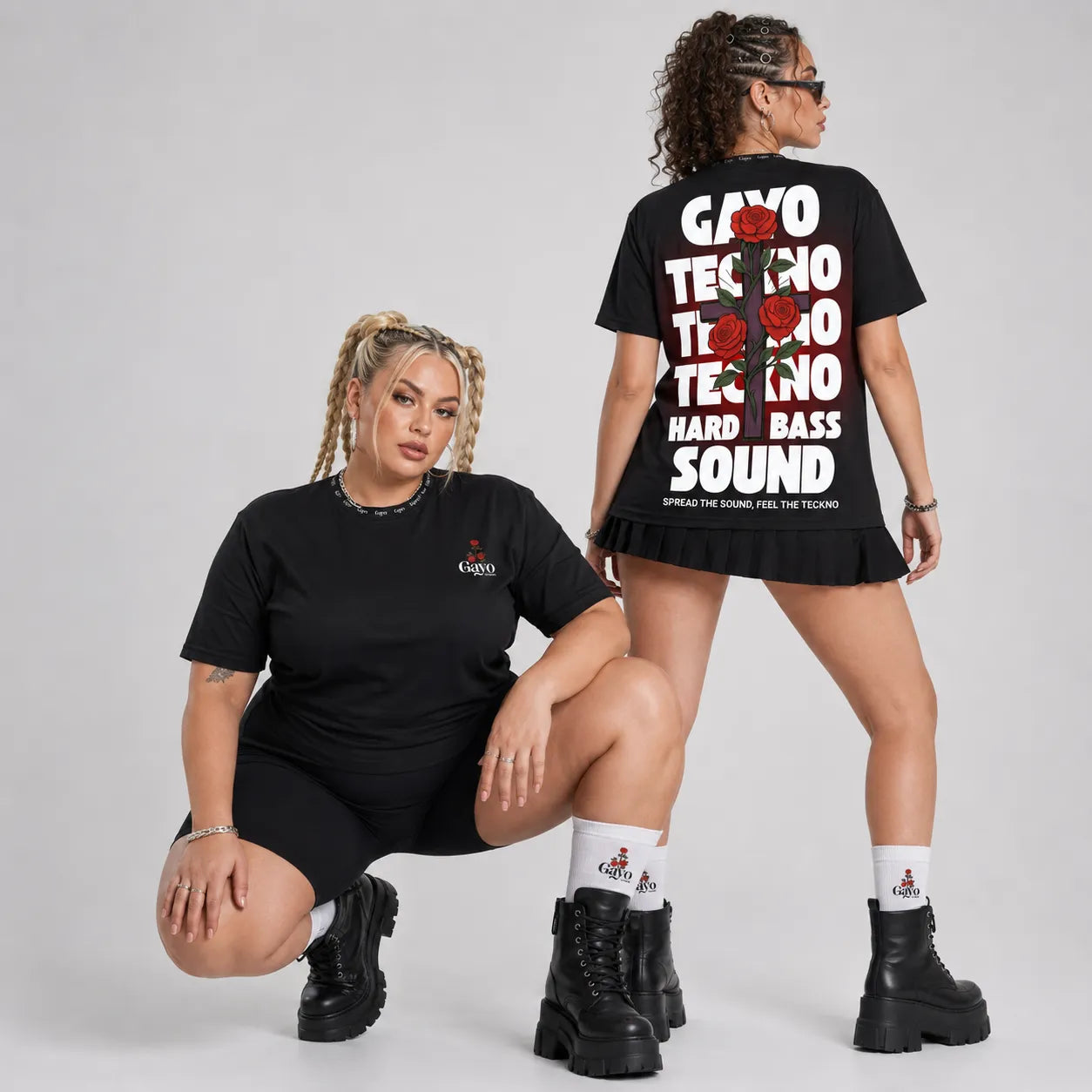 T-shirt techno croix rouge / Halo rouge - Gayo Teckno