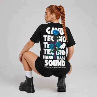 T-shirt techno croix bleue / Halo bleu - Gayo Teckno