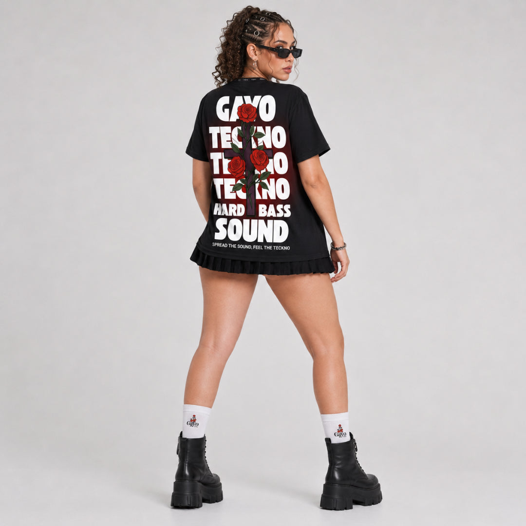 T-shirt techno croix rouge / Halo rouge - Gayo Teckno