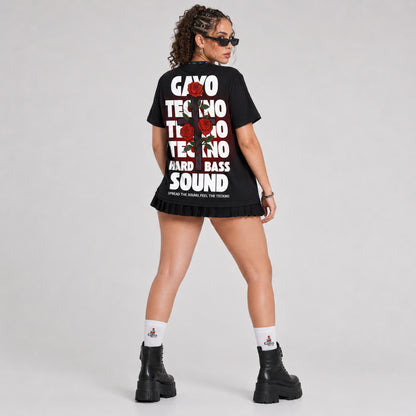 T-shirt techno croix rouge / Halo rouge - Gayo Teckno