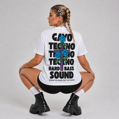 T-shirt techno croix bleue / Halo bleu - Gayo Teckno